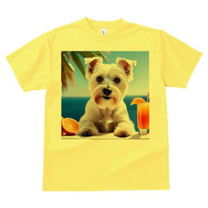 ウエストハイランドホワイトテリア Tシャツ 犬愛 ユニークデザインレディース 犬ファン 半袖 春夏 プリント 大人カジュアル かわいい 人間用 ギフト 個性的 猛暑対策 オレンジジュース ウエ