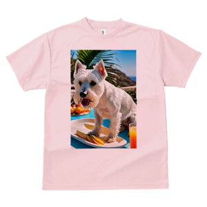 ウエストハイランドホワイトテリア Tシャツ 犬愛 ユニークデザインレディース 犬ファン 半袖 春夏 プリント 大人カジュアル かわいい 人間用 ギフト 個性的 猛暑対策 ヤシの木 ウエストハイ
