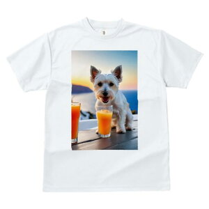 ウエストハイランドホワイトテリア Tシャツ 犬愛 ユニークデザインレディース 犬ファン 半袖 春夏 プリント 大人カジュアル かわいい 人間用 ギフト 個性的 猛暑対策 ジュース ウエストハイ