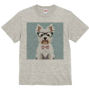 ウエストハイランドホワイトテリア Tシャツ 犬愛 ユニークデザインレディース 犬ファン 半袖 春夏 プリント 大人カジュアル かわいい 人間用 ギフト 個性的 猛暑対策 メガネ ウエストハイラ