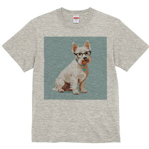 ウエストハイランドホワイトテリア Tシャツ 犬愛 ユニークデザインレディース 犬ファン 半袖 春夏 プリント 大人カジュアル かわいい 人間用 ギフト 個性的 猛暑対策 メガネ ウエストハイラ