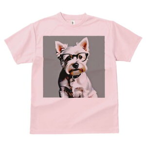 ウエストハイランドホワイトテリア Tシャツ 犬愛 ユニークデザインレディース 犬ファン 半袖 春夏 プリント 大人カジュアル かわいい 人間用 ギフト 個性的 猛暑対策 メガネ ウエストハイラ
