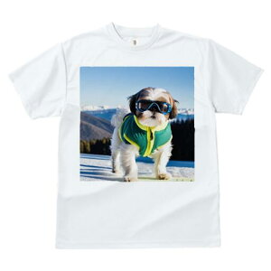 シーズー Tシャツ 犬愛 ユニークデザインレディース 犬ファン 半袖 春夏 プリント 大人カジュアル かわいい 人間用 ギフト 個性的 猛暑対策 スキー シーズー 冬 雪山 スキーウェア