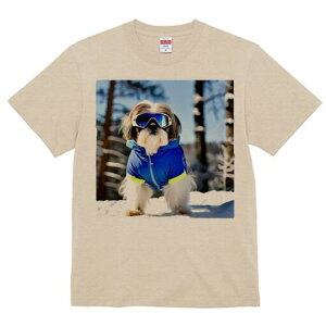 シーズー Tシャツ 犬愛 ユニークデザインレディース 犬ファン 半袖 春夏 プリント 大人カジュアル かわいい 人間用 ギフト 個性的 猛暑対策 スキー シーズー 冬 雪 スキーウェア