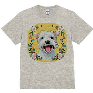 ウエストハイランドホワイトテリア Tシャツ 犬愛 ユニークデザインレディース 犬ファン 半袖 春夏 プリント 大人カジュアル かわいい 人間用 ギフト 個性的 猛暑対策 花 ウエストハイランド