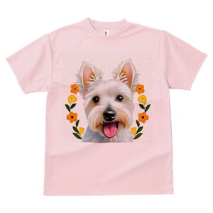 ウエストハイランドホワイトテリア Tシャツ 犬愛 ユニークデザインレディース 犬ファン 半袖 春夏 プリント 大人カジュアル かわいい 人間用 ギフト 個性的 猛暑対策 花 ウエストハイランド