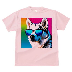 秋田犬 Tシャツ 犬愛 ユニークデザインレディース 犬ファン 半袖 春夏 プリント 大人カジュアル かわいい 人間用 ギフト 個性的 猛暑対策 サングラス 秋田犬
