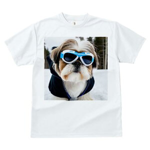 シーズー Tシャツ 犬愛 ユニークデザインレディース 犬ファン 半袖 春夏 プリント 大人カジュアル かわいい 人間用 ギフト 個性的 猛暑対策 サングラス シーズー スキーウェア 雪