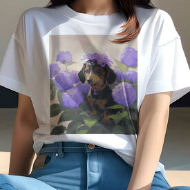 ダックスフンド Tシャツ 犬愛 ユニークデザインレディース 犬ファン 半袖 春夏 プリント 大人カジュアル かわいい 人間用 ギフト 個性的 猛暑対策 ダックスフンド 子犬 かわいい 愛犬 ペット