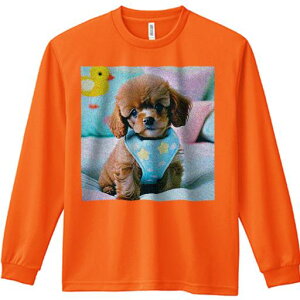 アヒルのぬいぐるみ トイプードル クッション 青いハーネス 長袖Tシャツ 人間用 メンズ 秋春夏 プリント レジャー アウトドア カジュアル かわいい