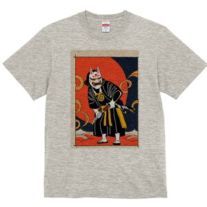 Tシャツ 和風 和柄 男気 和モダン 日本画風 浮世絵風 ヤンキー アウトローメンズ キッズ 半袖 春夏 プリント カジュアル ジャパニーズ 人間用 かっこいい 侍 武士 日本 日本画 マスク