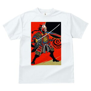 Tシャツ 和風 和柄 男気 和モダン 日本画風 浮世絵風 ヤンキー アウトローレディース 半袖 春夏 プリント カジュアル ジャパニーズ 人間用 かっこいい 侍 武士 鎧 刀 マスク