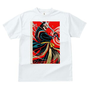 Tシャツ 和風 和柄 男気 和モダン 日本画風 浮世絵風 ヤンキー アウトローレディース 半袖 春夏 プリント カジュアル ジャパニーズ 人間用 かっこいい 侍 武士 鬼 日本刀 マスク