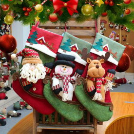 クリスマス 靴下 サンタ プレゼント ツリー ギフト バック 人形 飾り ソックス オーナメント ブーツ 装飾 エルク 雪だるま 雑貨