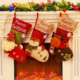 クリスマス 靴下 サンタ プレゼント 子供 ツリー 人形 飾り ソックス オーナメント ブーツ 装飾 トナカイ バック 雪だるま 雑貨 赤 緑 白