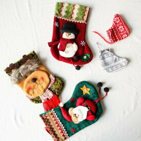 クリスマス 靴下 サンタ プレゼント ツリー 飾り ソックス オーナメント ブーツ トナカイ 雪だるま 装飾 パーティグッズ 雑貨 小さめ 赤 白 緑