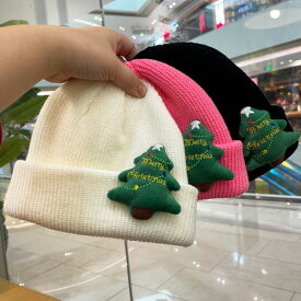 クリスマス 帽子 ニット帽 ビーニー キャップ レディース メンズ 寒さ対策 暖かい かわいい ツリー ギフト 小さめ カジュアル 黒 白 青