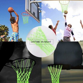 バスケ ゴール ネット 高強度 取付 簡単 リングネット 網 トレーニング 耐久 屋内 屋外 蛍光 スタンダード バスケットボール 緑 白 赤