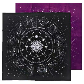 タロットクロス 美しい フランネル 太陽 月 宇宙 神秘的 タペストリー テーブル 長方形 おしゃれ 紫 黒