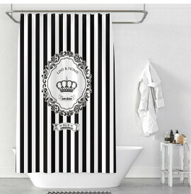 スプライト柄シャワーカーテン ポリエステル 防水性 防カビ性 バスルーム カーテン 黒白