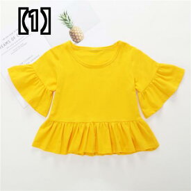 ベビー服 可愛い 新作 半袖シャツ トップス 綿 女の子 子供 夏服 黄色