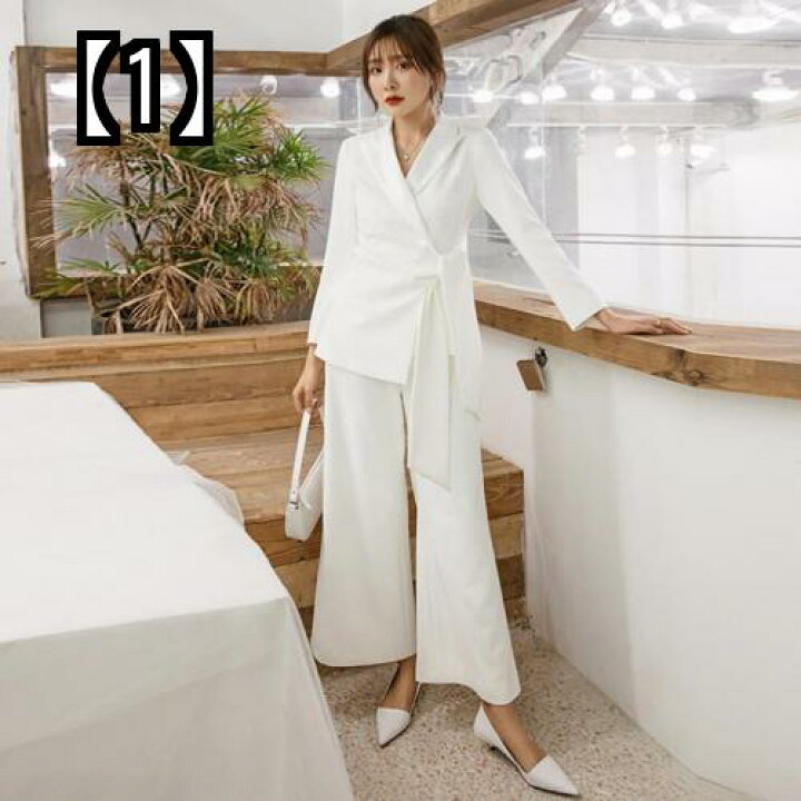 特価キャンペーン パンツスーツ レディース セットアップ 春 おしゃれ 夏 薄手 白 ワイドレッグ 韓国 レトロ Www Tsujide Co Jp