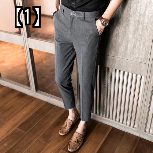 スラックス メンズ 夏用 ビジネス 薄手 涼しい ズボン スーツ 黒 グレー 細い 韓国 おしゃれ