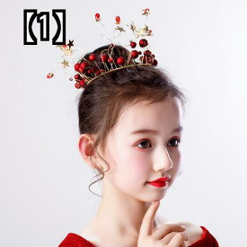 ティアラ 子供 女の子 発表会 誕生日 ヘアアクセサリー プリンセス かわいい ワインレッド 星 髪飾り 撮影