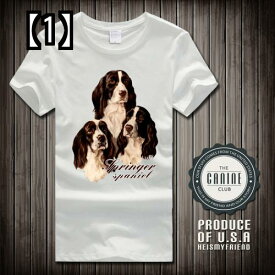 Tシャツ ペット服 犬服 犬のファン 綿の丸い首のシャツ 2のための犬のパターン 半袖 スプリンガー スパニエル パターン プリント シャツ