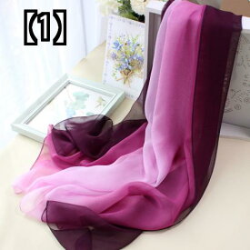 スカーフ カラフルなシルク スカーフ グラデーション カラー ソフト ジョーゼット スカーフ 薄いショール 女性のダンス ダンス スカーフ