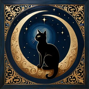 タロットクロス tarot 占い 神秘的 タペストリー おしゃれ 祭壇 撮影背景 正方形 グッズ アクセサリー 黒 緑 猫 月 星 夜 魔法 黄色 神秘 アート デザイン 動物 グレー 絵 フレーム 青 絵画 芸術