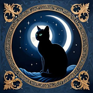 タロットクロス tarot 占い 神秘的 タペストリー おしゃれ 祭壇 撮影背景 正方形 グッズ アクセサリー 黒 緑 猫 月 星 夜 魔法 黄色 神秘 アート デザイン 動物 グレー 絵 フレーム 青 絵画 芸術