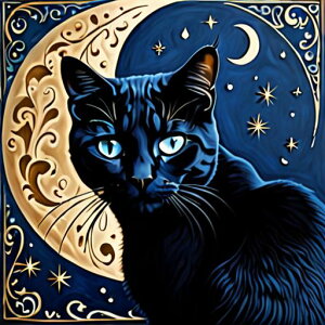 タロットクロス tarot 占い 神秘的 タペストリー おしゃれ 祭壇 撮影背景 正方形 グッズ アクセサリー 黒 緑 猫 月 星 夜 魔法 黄色 神秘 アート デザイン 動物 グレー 絵 フレーム 青 絵画 芸術