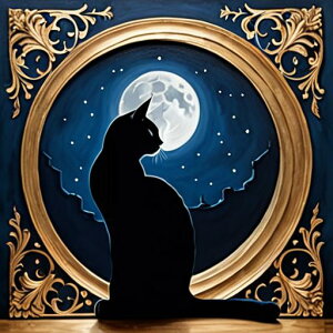 タロットクロス tarot 占い 神秘的 タペストリー おしゃれ 祭壇 撮影背景 正方形 グッズ アクセサリー 黒 緑 猫 月 星 夜 魔法 黄色 神秘 アート デザイン 動物 グレー 絵 フレーム 青 絵画 芸術