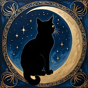 タロットクロス tarot 占い 神秘的 タペストリー おしゃれ 祭壇 撮影背景 正方形 グッズ アクセサリー 黒 緑 猫 月 星 夜 魔法 黄色 神秘 アート デザイン 動物 グレー 絵 フレーム 青 絵画 芸術