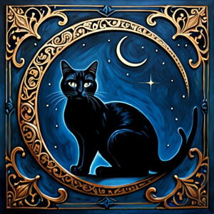 タロットクロス tarot 占い 神秘的 タペストリー おしゃれ 祭壇 撮影背景 正方形 グッズ アクセサリー 黒 緑 猫 月 星 夜 魔法 黄色 神秘 アート デザイン 動物 グレー 絵 フレーム 青 絵画 芸術