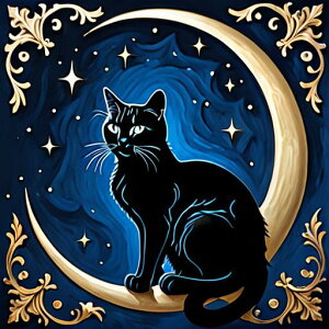 タロットクロス tarot 占い 神秘的 タペストリー おしゃれ 祭壇 撮影背景 正方形 グッズ アクセサリー 黒 緑 猫 月 星 夜 魔法 黄色 神秘 アート デザイン 動物 グレー 絵 フレーム 青 絵画 芸術