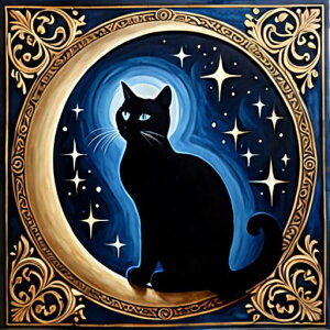 タロットクロス tarot 占い 神秘的 タペストリー おしゃれ 祭壇 撮影背景 正方形 グッズ アクセサリー 黒 緑 猫 月 星 夜 魔法 黄色 神秘 アート デザイン 動物 グレー 絵 フレーム 青 絵画 芸術