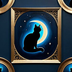 タロットクロス tarot 占い 神秘的 タペストリー おしゃれ 祭壇 撮影背景 正方形 グッズ アクセサリー 黒 緑 猫 月 星 夜 魔法 黄色 神秘 アート デザイン 動物 グレー 絵 フレーム 青 絵画 芸術