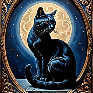 タロットクロス tarot 占い 神秘的 タペストリー おしゃれ 祭壇 撮影背景 正方形 グッズ アクセサリー 黒 緑 猫 月 星 夜 魔法 黄色 神秘 アート デザイン 動物 グレー 絵 フレーム 青 絵画 芸術