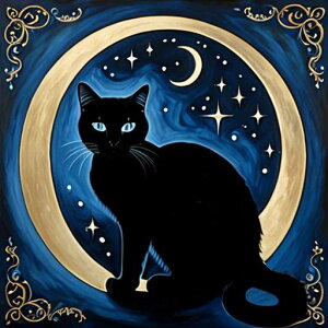 タロットクロス tarot 占い 神秘的 タペストリー おしゃれ 祭壇 撮影背景 正方形 グッズ アクセサリー 黒 緑 猫 月 星 夜 魔法 黄色 神秘 アート デザイン 動物 グレー 絵 フレーム 青 絵画 芸術