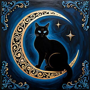 タロットクロス tarot 占い 神秘的 タペストリー おしゃれ 祭壇 撮影背景 正方形 グッズ アクセサリー 黒 緑 猫 月 星 夜 魔法 黄色 神秘 アート デザイン 動物 グレー 絵 フレーム 青 絵画 芸術