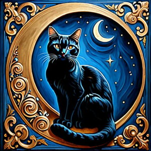 タロットクロス tarot 占い 神秘的 タペストリー おしゃれ 祭壇 撮影背景 正方形 グッズ アクセサリー 黒 緑 猫 月 星 夜 魔法 黄色 神秘 アート デザイン 動物 グレー 絵 フレーム 青 絵画 芸術