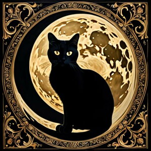 タロットクロス tarot 占い 神秘的 タペストリー おしゃれ 祭壇 撮影背景 正方形 グッズ アクセサリー 黒 緑 猫 月 星 夜 魔法 黄色 神秘 アート デザイン 動物 グレー 絵 フレーム 青 絵画 芸術