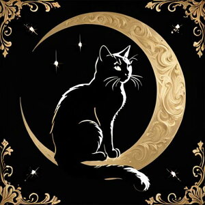 タロットクロス tarot 占い 神秘的 タペストリー おしゃれ 祭壇 撮影背景 正方形 グッズ アクセサリー 黒 緑 猫 月 星 夜 魔法 黄色 神秘 アート デザイン 動物 グレー 絵 フレーム 青 絵画 芸術