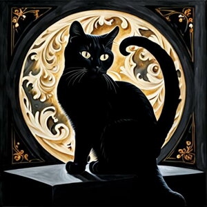 タロットクロス tarot 占い 神秘的 タペストリー おしゃれ 祭壇 撮影背景 正方形 グッズ アクセサリー 黒 緑 猫 月 星 夜 魔法 黄色 神秘 アート デザイン 動物 グレー 絵 フレーム 青 絵画 芸術