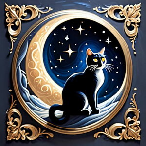 タロットクロス tarot 占い 神秘的 タペストリー おしゃれ 祭壇 撮影背景 正方形 グッズ アクセサリー 青 黒 白 猫 月 星 絵画 装飾