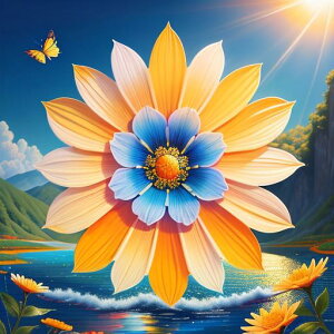 タロットクロス tarot 占い 神秘的 タペストリー おしゃれ 祭壇 撮影背景 正方形 グッズ アクセサリー 青 白 オレンジ 花 蝶 自然 風景 空