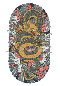 龍 桜 波 雲 和柄 タペストリー 和モダン 浮世絵風 刺青風 昭和レトロ 壁掛け 大判 長方形 タトゥー ジャパニーズ 男気 アウトロー 壁布 黒 グレー 赤