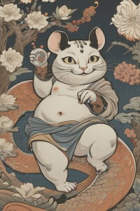 猫 招き猫 龍 花 幸運 タペストリー 和柄 和風 大きい 男気 日本画風 入れ墨風 アウトロー 縦型 縦配信 大自然 インテリア 撮影背景 壁掛け 大判 長方形 壁布 白 ベージュ 青